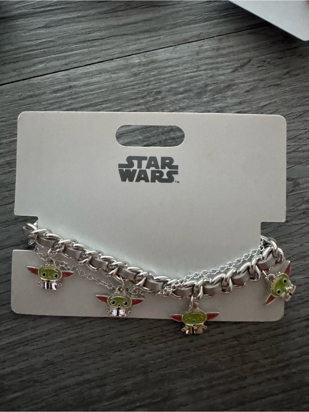 Star Wars Silver Charm Bracelet with Green Grogu Charms